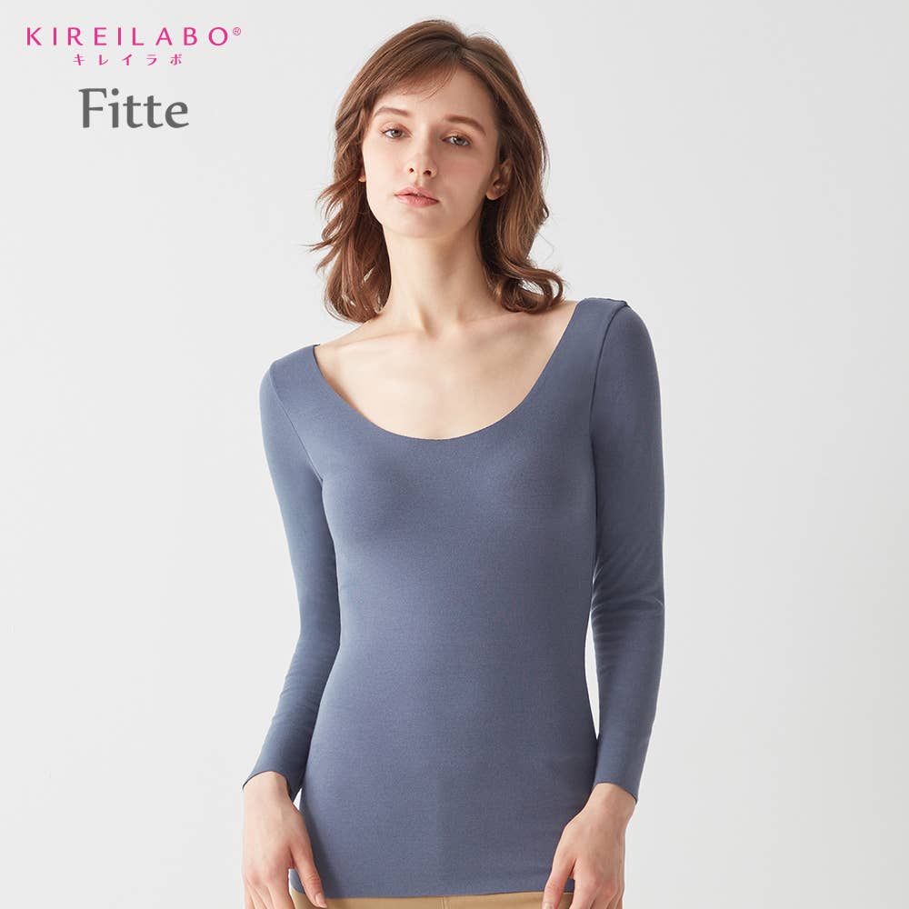 【Fitte Warm】8分袖ブラトップ(襟ぐり広め)